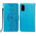 For Samsung  Galaxy S20 Flower Vine Embossing Pattern Horizontal Flip Leather Case with Card Slot & Holder & Wallet & Lanyard(Blue) - 1