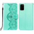 For Samsung Galaxy S20 Plus Flower Vine Embossing Pattern Horizontal Flip Leather Case with Card Slot & Holder & Wallet & Lanyard(Green) - 1