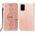 For Samsung Galaxy S20 Plus Flower Vine Embossing Pattern Horizontal Flip Leather Case with Card Slot & Holder & Wallet & Lanyard(Rose Gold) - 1