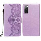 For Samsung Galaxy S20 FE Flower Vine Embossing Pattern Horizontal Flip Leather Case with Card Slot & Holder & Wallet & Lanyard(Purple) - 1