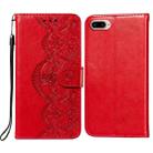 Flower Vine Embossing Pattern Horizontal Flip Leather Case with Card Slot & Holder & Wallet & Lanyard For iPhone 8 Plus & 7 Plus(Red) - 1