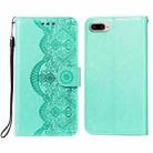 Flower Vine Embossing Pattern Horizontal Flip Leather Case with Card Slot & Holder & Wallet & Lanyard For iPhone 8 Plus & 7 Plus(Green) - 1