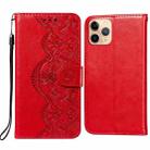 Flower Vine Embossing Pattern Horizontal Flip Leather Case with Card Slot & Holder & Wallet & Lanyard For iPhone 11 Pro(Red) - 1