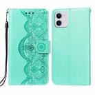 For iPhone 11 Flower Vine Embossing Pattern Horizontal Flip Leather Case with Card Slot & Holder & Wallet & Lanyard (Green) - 1