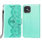 Flower Vine Embossing Pattern Horizontal Flip Leather Case with Card Slot & Holder & Wallet & Lanyard For iPhone 12 Pro Max(Green) - 1