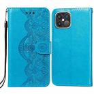 Flower Vine Embossing Pattern Horizontal Flip Leather Case with Card Slot & Holder & Wallet & Lanyard For iPhone 12 Pro Max(Blue) - 1