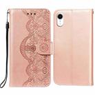 Flower Vine Embossing Pattern Horizontal Flip Leather Case with Card Slot & Holder & Wallet & Lanyard For iPhone XR(Rose Gold) - 1
