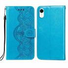 Flower Vine Embossing Pattern Horizontal Flip Leather Case with Card Slot & Holder & Wallet & Lanyard For iPhone XR(Blue) - 1