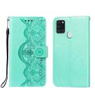 For Samsung Galaxy A21s Flower Vine Embossing Pattern Horizontal Flip Leather Case with Card Slot & Holder & Wallet & Lanyard(Green) - 1