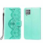For Samsung Galaxy A42 5G Flower Vine Embossing Pattern Horizontal Flip Leather Case with Card Slot & Holder & Wallet & Lanyard(Green) - 1