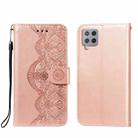 For Samsung Galaxy A42 5G Flower Vine Embossing Pattern Horizontal Flip Leather Case with Card Slot & Holder & Wallet & Lanyard(Rose Gold) - 1