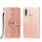 For Samsung Galaxy A70e Flower Vine Embossing Pattern Horizontal Flip Leather Case with Card Slot & Holder & Wallet & Lanyard(Rose Gold) - 1