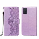 For Samsung Galaxy A71 4G Flower Vine Embossing Pattern Horizontal Flip Leather Case with Card Slot & Holder & Wallet & Lanyard(Purple) - 1