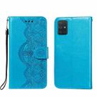 For Samsung Galaxy A71 4G Flower Vine Embossing Pattern Horizontal Flip Leather Case with Card Slot & Holder & Wallet & Lanyard(Blue) - 1