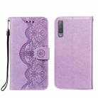 For Samsung Galaxy A7 (2018) Flower Vine Embossing Pattern Horizontal Flip Leather Case with Card Slot & Holder & Wallet & Lanyard(Purple) - 1