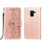 For Samsung Galaxy A5 (2018) Flower Vine Embossing Pattern Horizontal Flip Leather Case with Card Slot & Holder & Wallet & Lanyard(Rose Gold) - 1