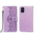 For Samsung Galaxy M31s Flower Vine Embossing Pattern Horizontal Flip Leather Case with Card Slot & Holder & Wallet & Lanyard(Purple) - 1