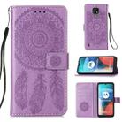 For Motorola Moto E7 Dream Catcher Printing Horizontal Flip Leather Case with Holder & Card Slots & Wallet & Lanyard(Purple) - 1