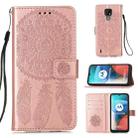 For Motorola Moto E7 Dream Catcher Printing Horizontal Flip Leather Case with Holder & Card Slots & Wallet & Lanyard(Rose Gold) - 1