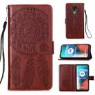 For Motorola Moto E7 Dream Catcher Printing Horizontal Flip Leather Case with Holder & Card Slots & Wallet & Lanyard(Brown) - 1