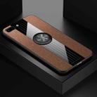 For iPhone 8 Plus /7 Plus XINLI Stitching Cloth Texture Shockproof TPU Protective Case with Ring Holder(Brown) - 1