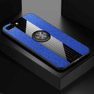For iPhone 8 Plus /7 Plus XINLI Stitching Cloth Texture Shockproof TPU Protective Case with Ring Holder(Blue) - 1