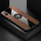 For iPhone X / XS XINLI Stitching Cloth Texture Shockproof TPU Protective Case with Ring Holder(Brown) - 1