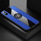 For iPhone XS Max XINLI Stitching Cloth Texture Shockproof TPU Protective Case with Ring Holder(Blue) - 1