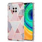 For Huawei Mate 30 Electroplating Stitching Marbled IMD Stripe Straight Edge Rubik Cube Phone Protective Case(Light Pink) - 1