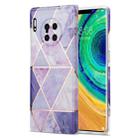 For Huawei Mate 30 Pro Electroplating Stitching Marbled IMD Stripe Straight Edge Rubik Cube Phone Protective Case(Light Purple) - 1