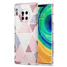 For Huawei Mate 30 Pro Electroplating Stitching Marbled IMD Stripe Straight Edge Rubik Cube Phone Protective Case(Light Pink) - 1