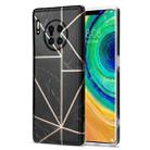 For Huawei Mate 30 Pro Electroplating Stitching Marbled IMD Stripe Straight Edge Rubik Cube Phone Protective Case(Black) - 1