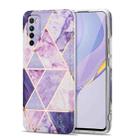 For Huawei nova 7 5G Electroplating Stitching Marbled IMD Stripe Straight Edge Rubik Cube Phone Protective Case(Light Purple) - 1