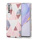 For Huawei nova 7 5G Electroplating Stitching Marbled IMD Stripe Straight Edge Rubik Cube Phone Protective Case(Light Pink) - 1