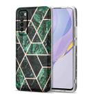 For Huawei nova 7 5G Electroplating Stitching Marbled IMD Stripe Straight Edge Rubik Cube Phone Protective Case(Emerald Green) - 1