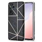 For Huawei nova 7 SE Electroplating Stitching Marbled IMD Stripe Straight Edge Rubik Cube Phone Protective Case(Black) - 1