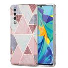 For Huawei P30 Electroplating Stitching Marbled IMD Stripe Straight Edge Rubik Cube Phone Protective Case(Light Pink) - 1