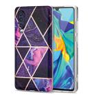 For Huawei P30 Electroplating Stitching Marbled IMD Stripe Straight Edge Rubik Cube Phone Protective Case(Dark Purple) - 1