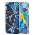 For Huawei P30 Electroplating Stitching Marbled IMD Stripe Straight Edge Rubik Cube Phone Protective Case(Blue) - 1