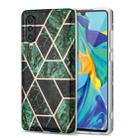 For Huawei P30 Electroplating Stitching Marbled IMD Stripe Straight Edge Rubik Cube Phone Protective Case(Emerald Green) - 1