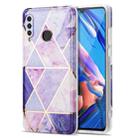 For Huawei P30 Lite Electroplating Stitching Marbled IMD Stripe Straight Edge Rubik Cube Phone Protective Case(Light Purple) - 1