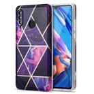 For Huawei P30 Lite Electroplating Stitching Marbled IMD Stripe Straight Edge Rubik Cube Phone Protective Case(Dark Purple) - 1