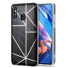 For Huawei P30 Lite Electroplating Stitching Marbled IMD Stripe Straight Edge Rubik Cube Phone Protective Case(Black) - 1