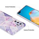 For Huawei P40 Electroplating Stitching Marbled IMD Stripe Straight Edge Rubik Cube Phone Protective Case(Light Pink) - 3