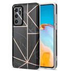 For Huawei P40 Electroplating Stitching Marbled IMD Stripe Straight Edge Rubik Cube Phone Protective Case(Black) - 1