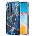 For Huawei P40 Electroplating Stitching Marbled IMD Stripe Straight Edge Rubik Cube Phone Protective Case(Blue) - 1