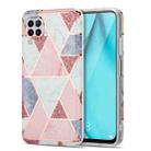 For Huawei P40 lite Electroplating Stitching Marbled IMD Stripe Straight Edge Rubik Cube Phone Protective Case(Light Pink) - 1