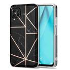 For Huawei P40 lite Electroplating Stitching Marbled IMD Stripe Straight Edge Rubik Cube Phone Protective Case(Black) - 1