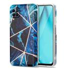 For Huawei P40 lite Electroplating Stitching Marbled IMD Stripe Straight Edge Rubik Cube Phone Protective Case(Blue) - 1
