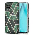 For Huawei P40 lite Electroplating Stitching Marbled IMD Stripe Straight Edge Rubik Cube Phone Protective Case(Emerald Green) - 1